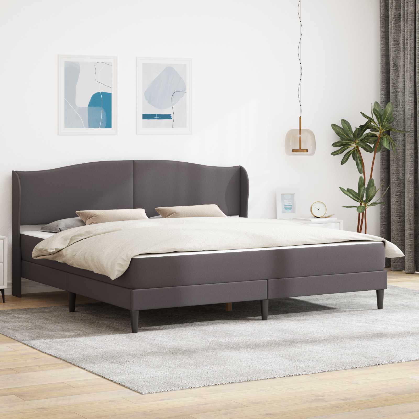 Σκελετός Κρεβατιού με κεφαλάρι Γκρι 180 x 200 cm Τεχνητό Δέρμα - Pakobazaar