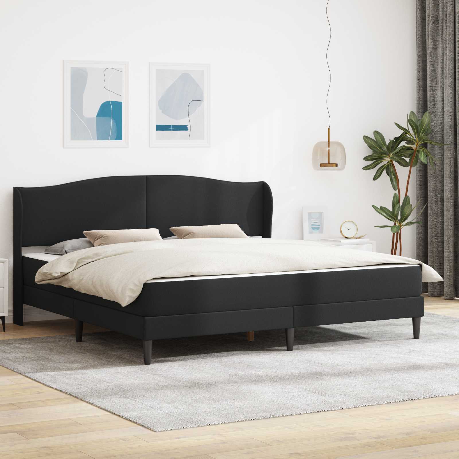 Σκελετός Κρεβατιού με κεφαλάρι Μαύρο 180 x 200 cm Τεχνητό Δέρμα - Pakobazaar