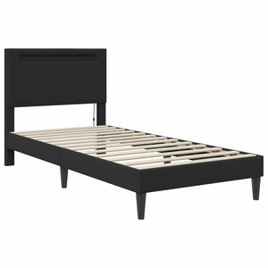 Σκελετός Κρεβατιού με κεφαλάρι Μαύρο 90 x 190 cm Τεχνητό Δέρμα - Pakobazaar
