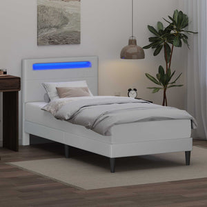 Σκελετός Κρεβατιού με κεφαλάρι Λευκό 90 x 190 cm Τεχνητό Δέρμα - Pakobazaar