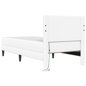 Σκελετός Κρεβατιού με κεφαλάρι Λευκό 90 x 190 cm Τεχνητό Δέρμα - Pakobazaar