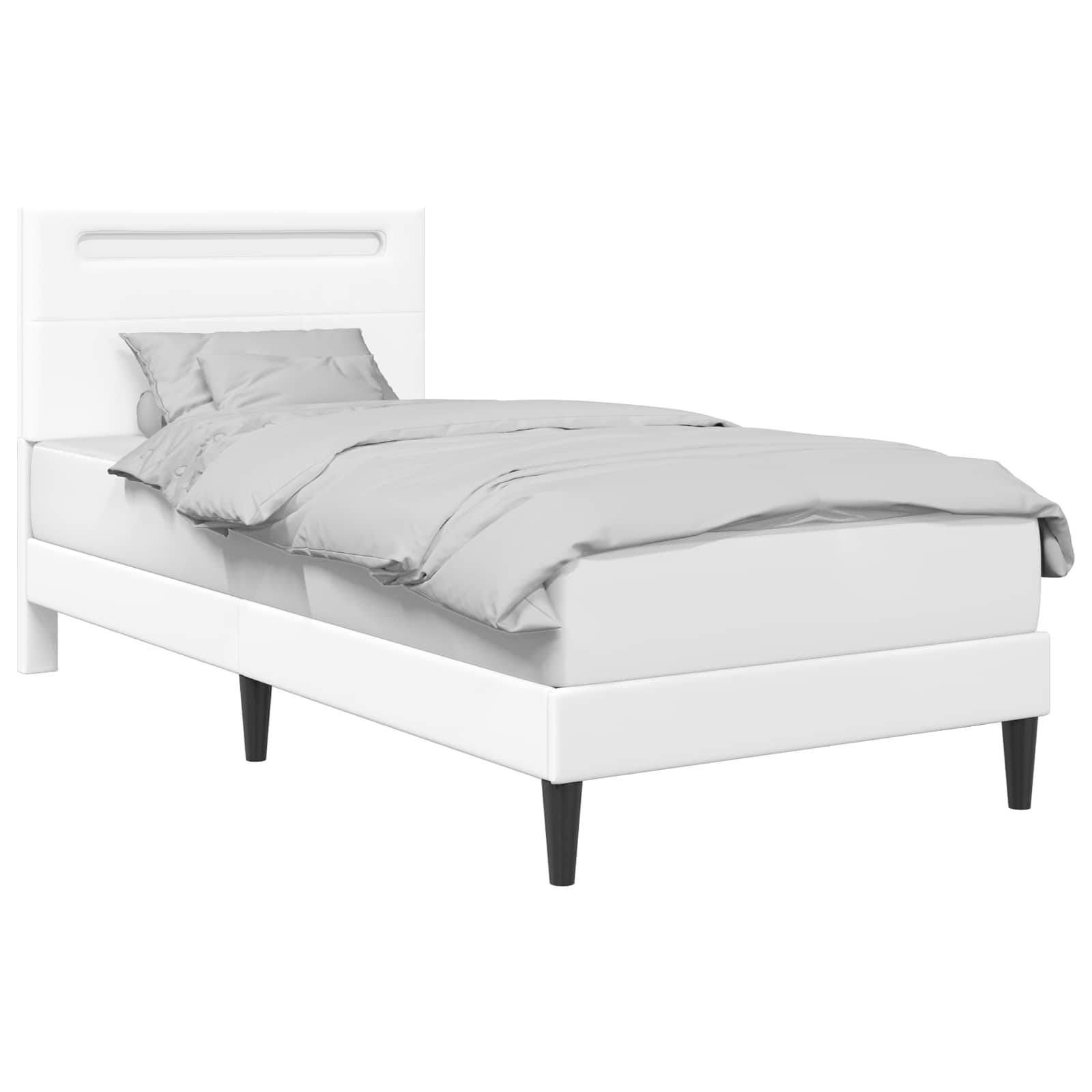 Σκελετός Κρεβατιού με κεφαλάρι Λευκό 90 x 190 cm Τεχνητό Δέρμα - Pakobazaar