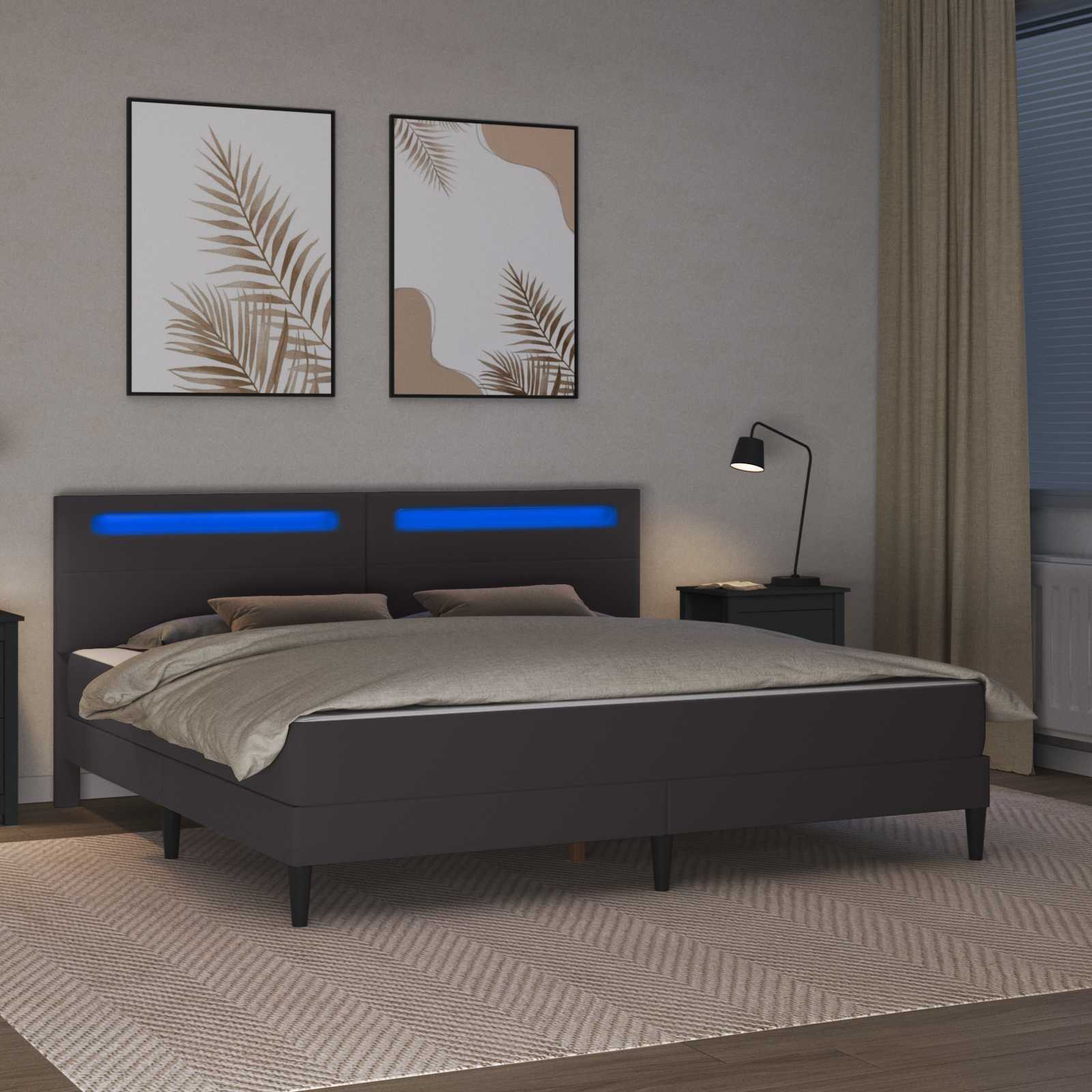 Σκελετός Κρεβατιού με κεφαλάρι Γκρι 180 x 200 cm Τεχνητό Δέρμα - Pakobazaar
