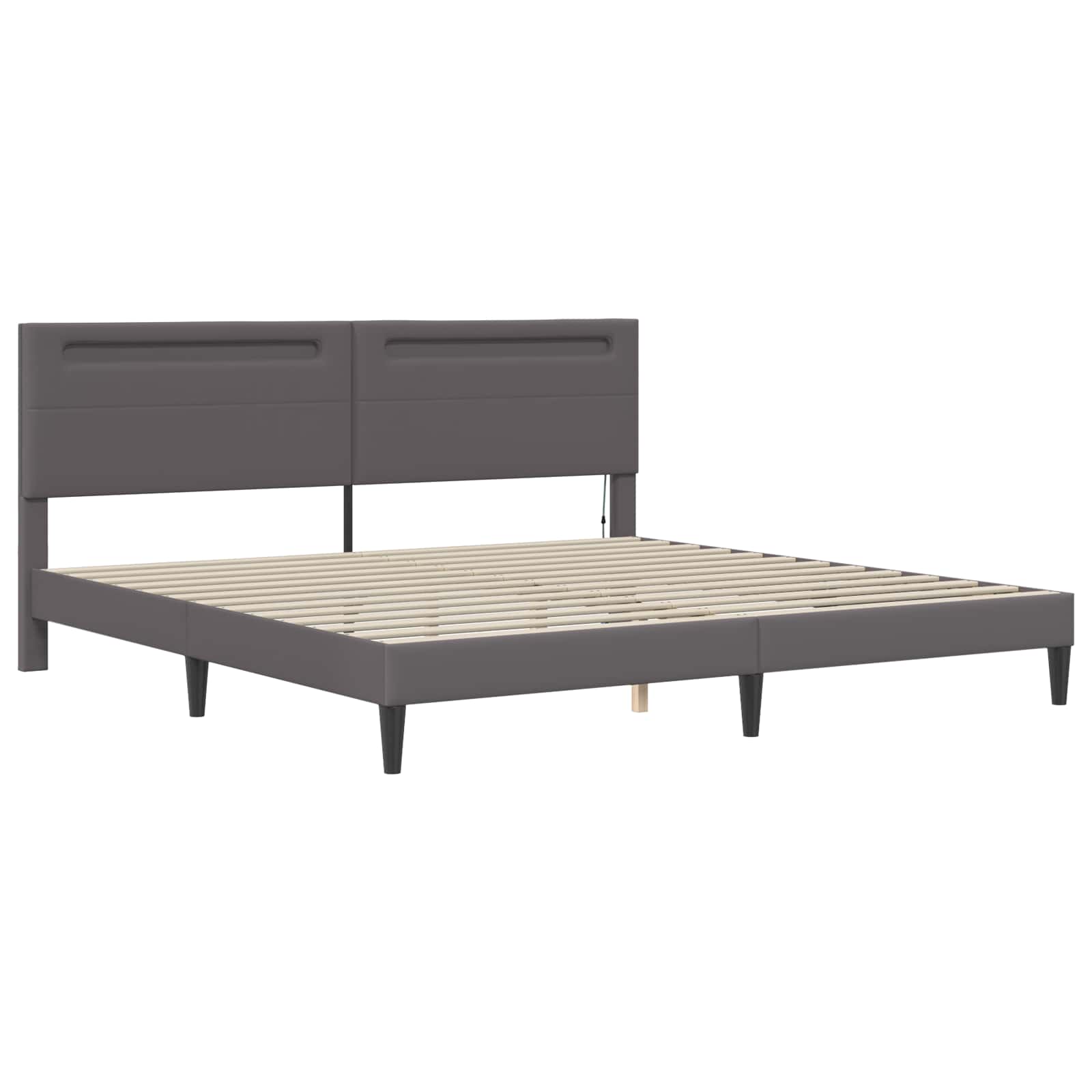 Σκελετός Κρεβατιού με κεφαλάρι Γκρι 180 x 200 cm Τεχνητό Δέρμα - Pakobazaar