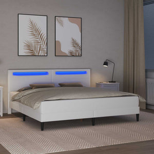 Σκελετός Κρεβατιού με κεφαλάρι Λευκό 180 x 200 cm Τεχνητό Δέρμα - Pakobazaar