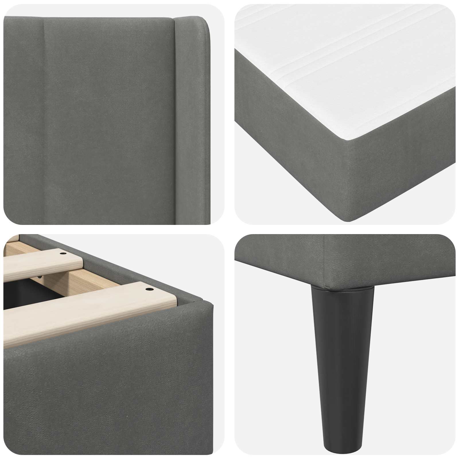 Σκελετός κρεβατιού με στρώμα 2 pcs Σκούρο Γκρι 90 x 190 cm - Pakobazaar