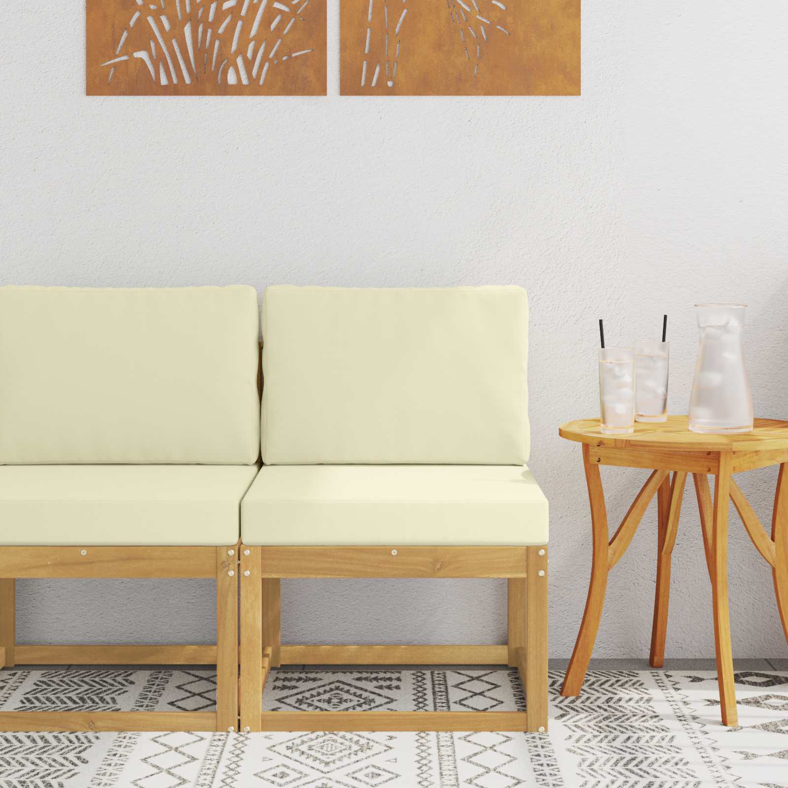 Σειρά Καναπέ Εξωτερικού Λευκό και Κρεμ 59 x 63 x 73 εκ - Pakobazaar