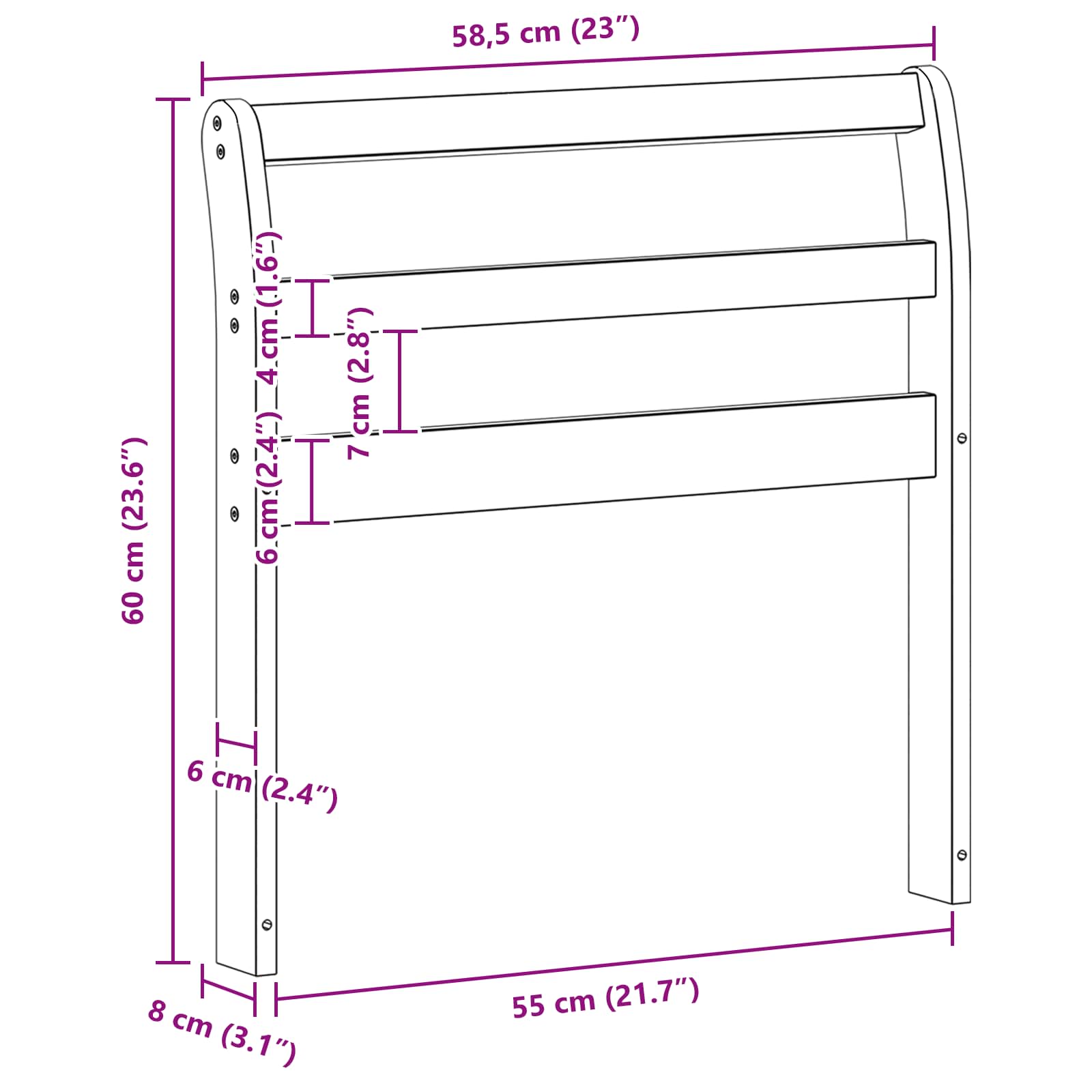 Μονάδα μπράτσων 2 pcs Λευκό 58,5 x 8,5 x 60 εκ.