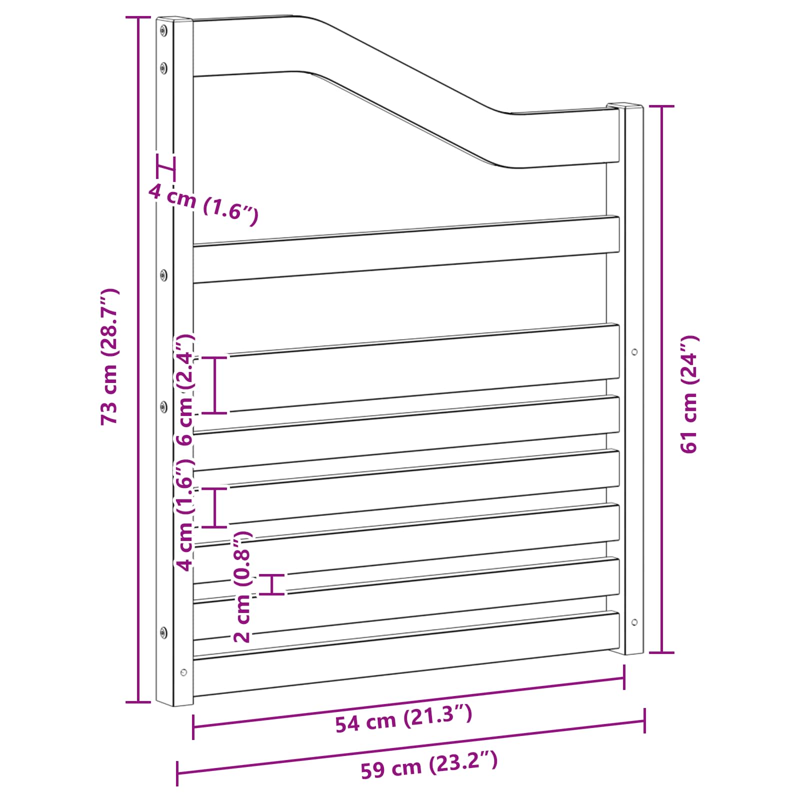 Μονάδα μπράτσων 2 pcs Λευκό 59 x 4 x 73 εκ Στερεό Ξύλο Ακακίας