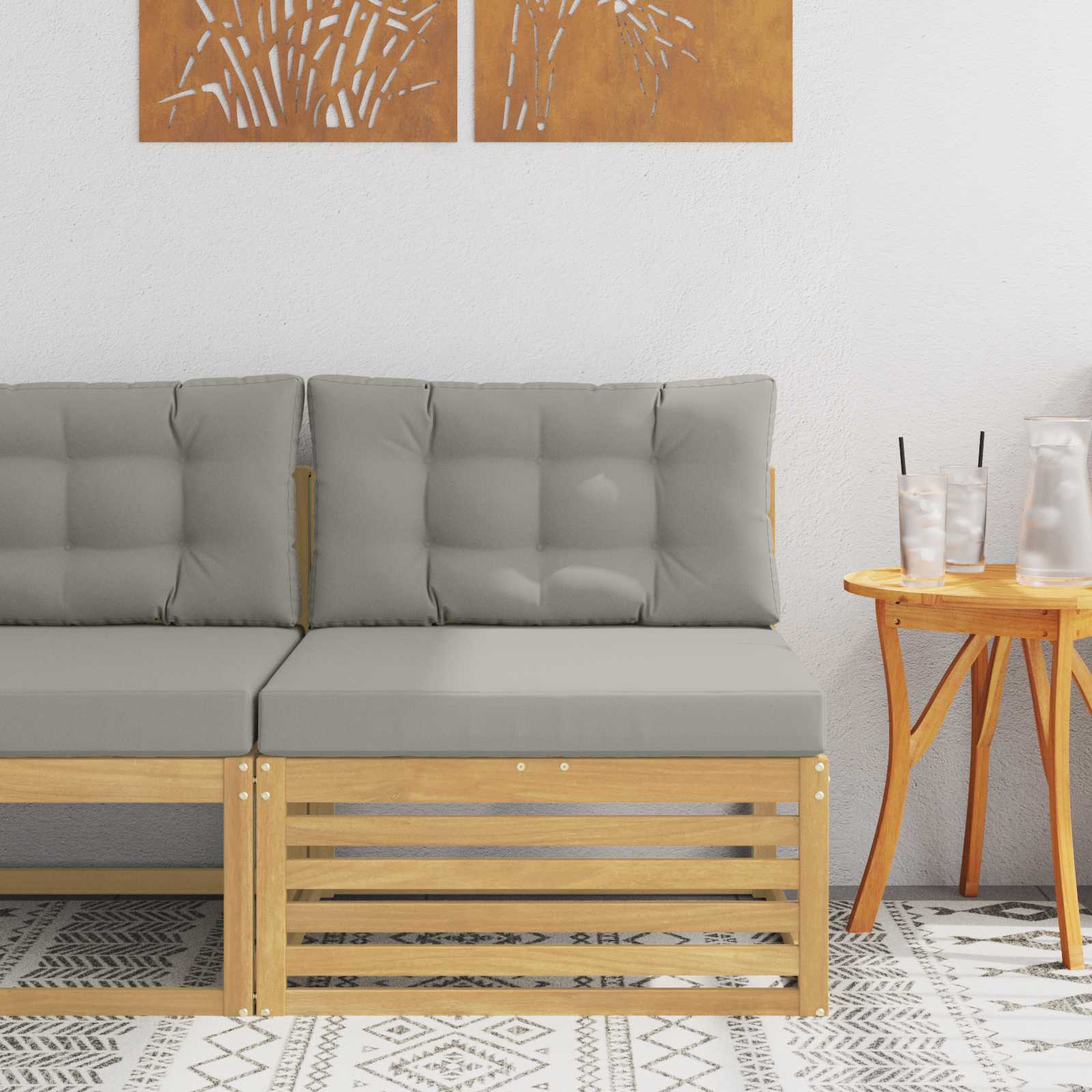 Μεσαίος καναπές εξωτερικού χώρου Στερεό Ξύλο Ακακίας Λευκό - Pakobazaar