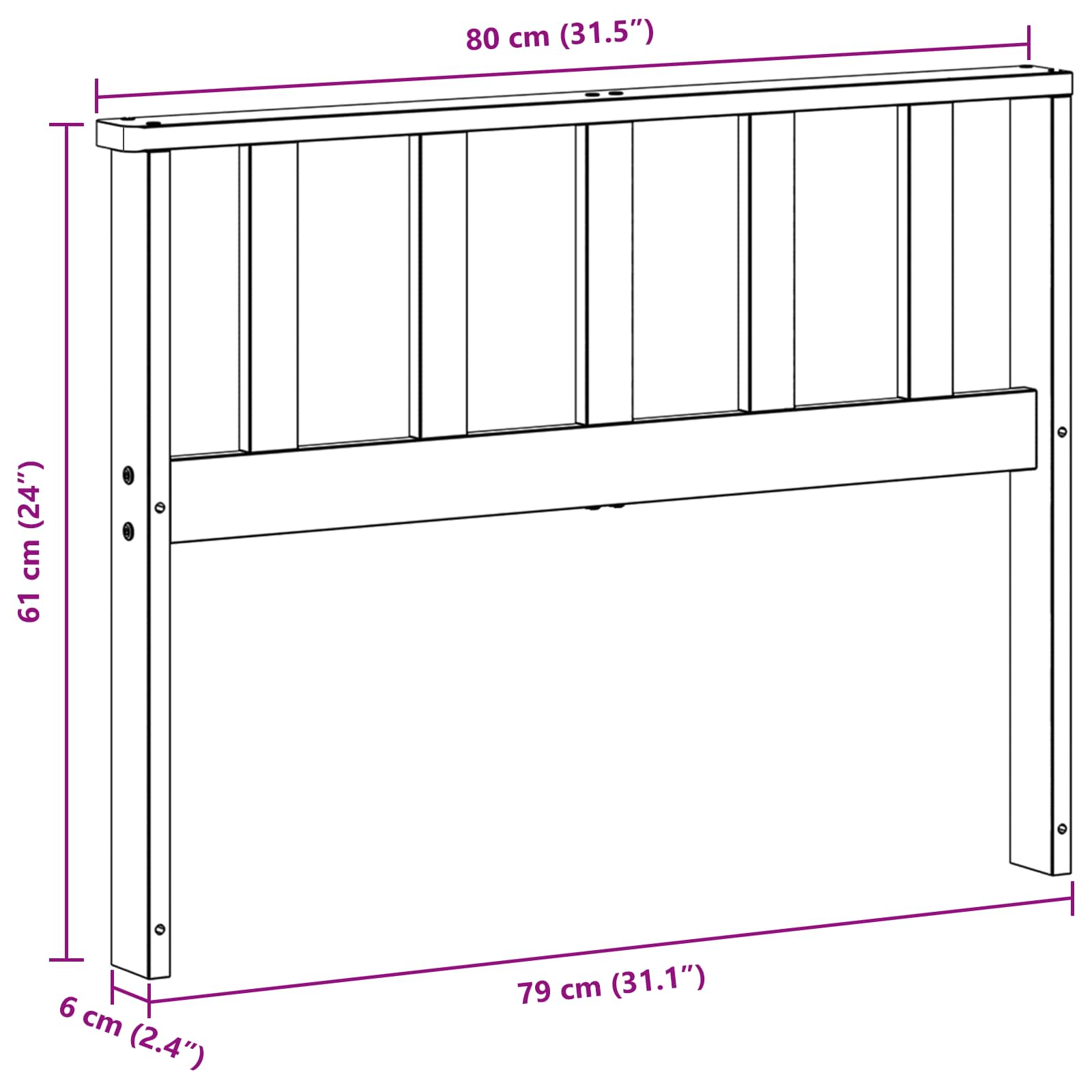 Μ.Module Χεριών 2 pcs Λευκό 80 x 6 x 61 εκ Στερεό Ξύλο Ακακίας