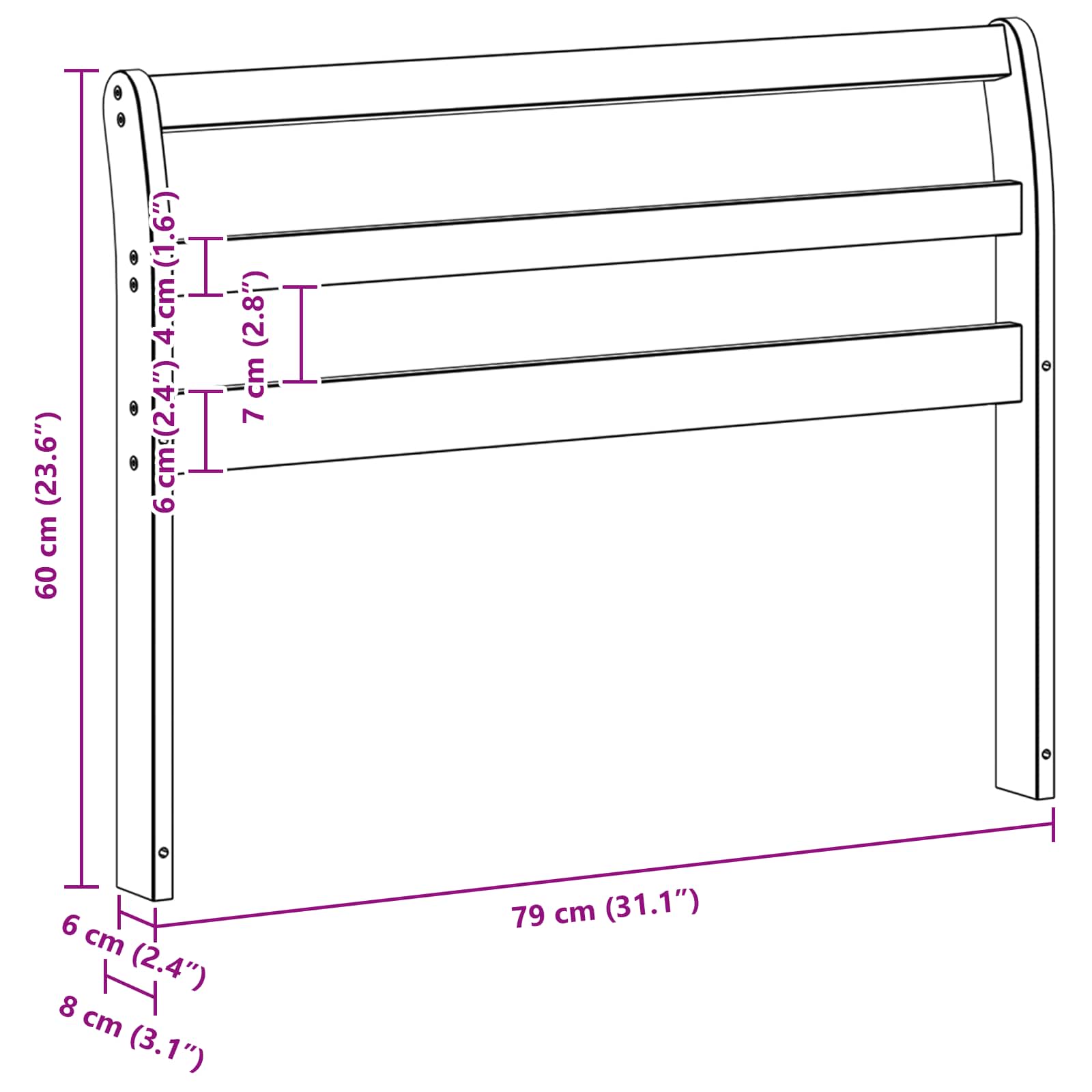 Μονάδα μπράτσων 2 pcs Λευκό 78,5 x 8,5 x 60 εκ