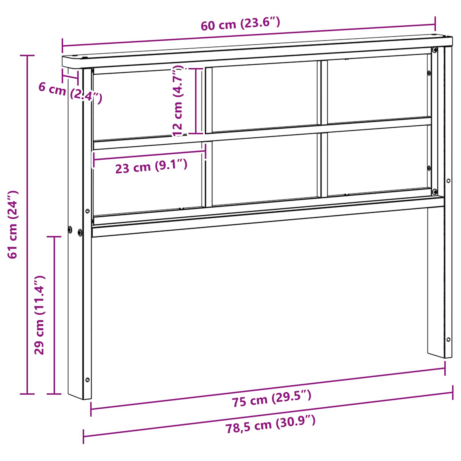 Μονάδα μπράτσων 2 pcs Λευκό 80 x 6 x 61 εκ Στερεό Ξύλο Ακακίας