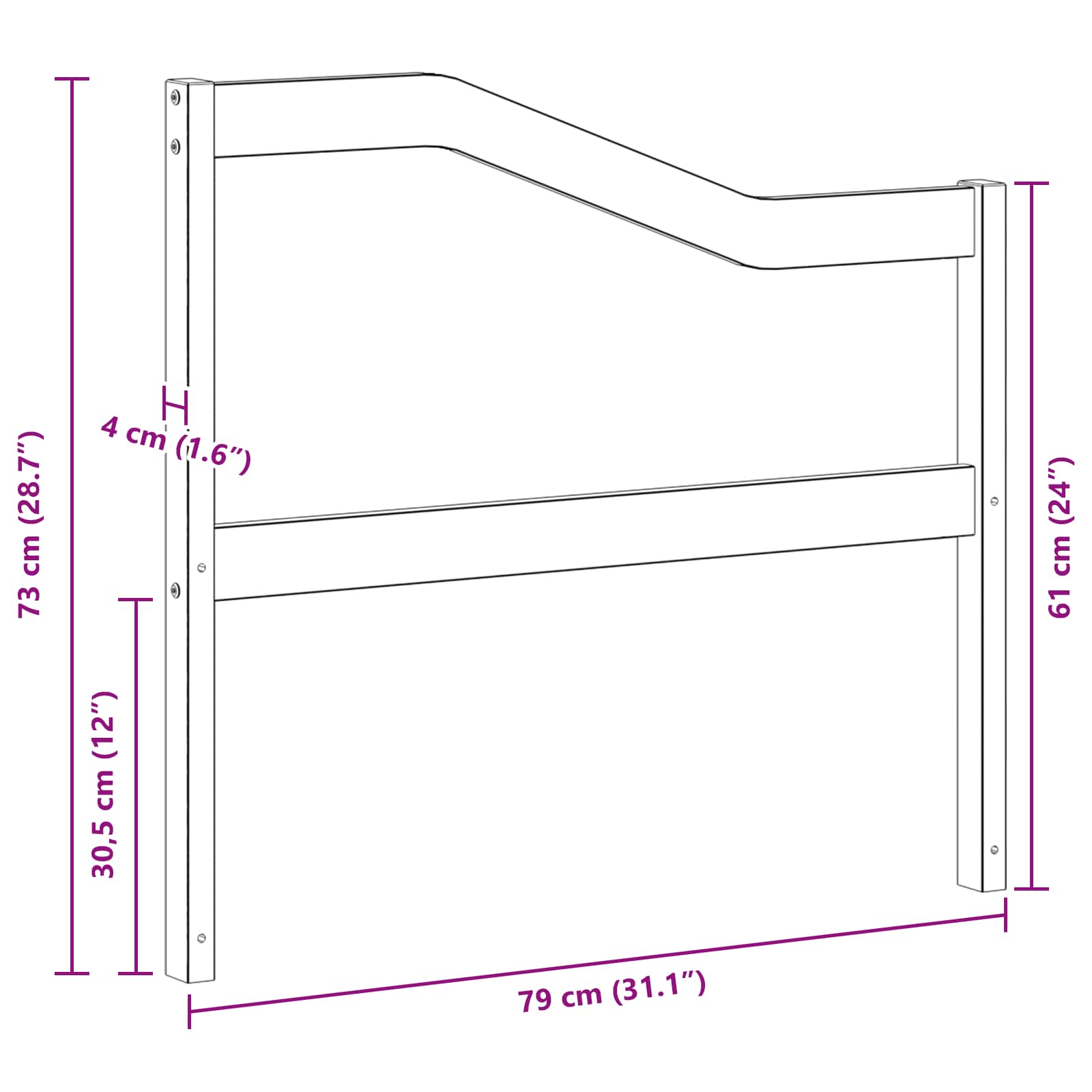 Μονάδα μπράτσων 2 pcs Λευκό 79 x 4 x 73 εκ Στερεό Ξύλο Ακακίας