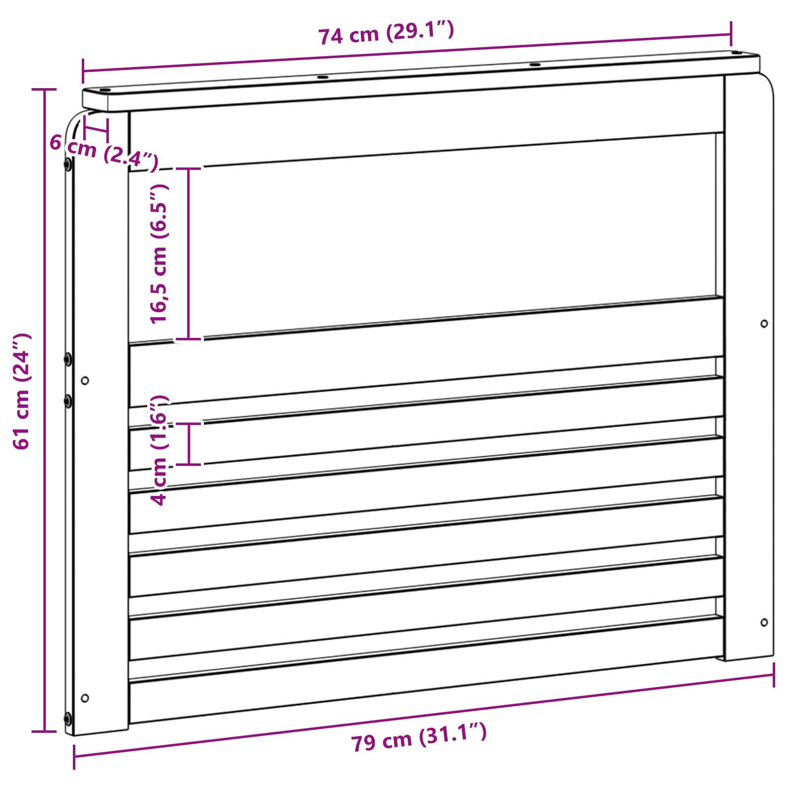 Μονάδα μπράτσων 2 pcs Λευκό 79 x 6 x 61 εκ. Στερεό Ξύλο Ακακίας