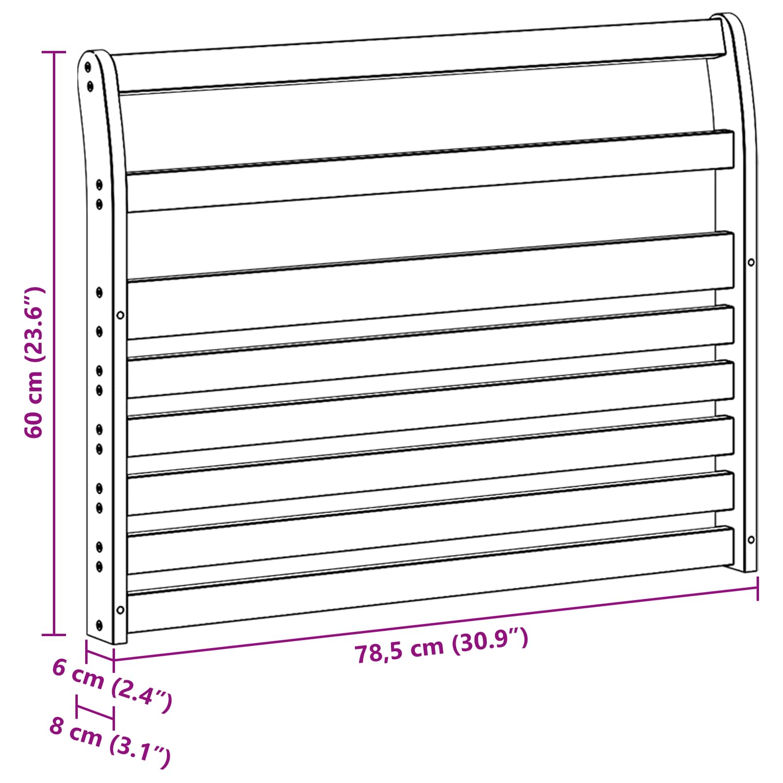 Μονάδα μπράτσων 2 pcs Λευκό 78,5 x 8,5 x 60 εκ