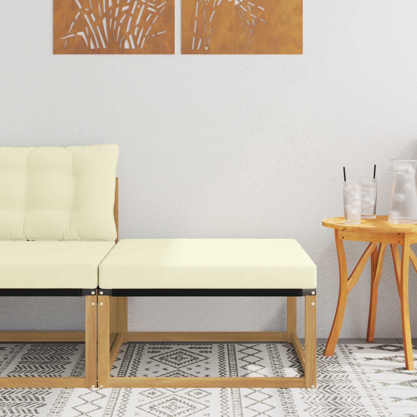 Εξωτερικό Σκαμπό Στερεό ξύλο ακακίας και Textilene Λευκό - Pakobazaar