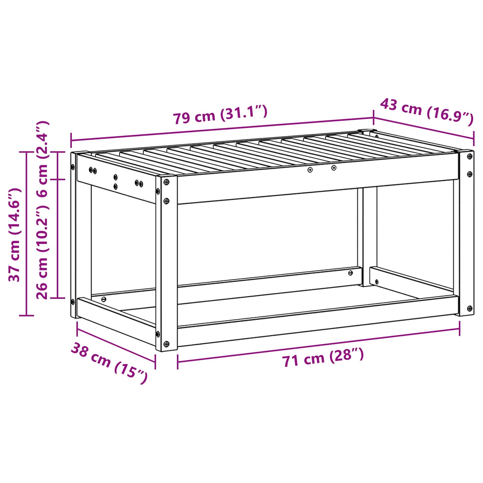 Παγκάκι Εξωτερικού Χώρου Λευκό 79 x 43 x 37 εκ - Pakobazaar