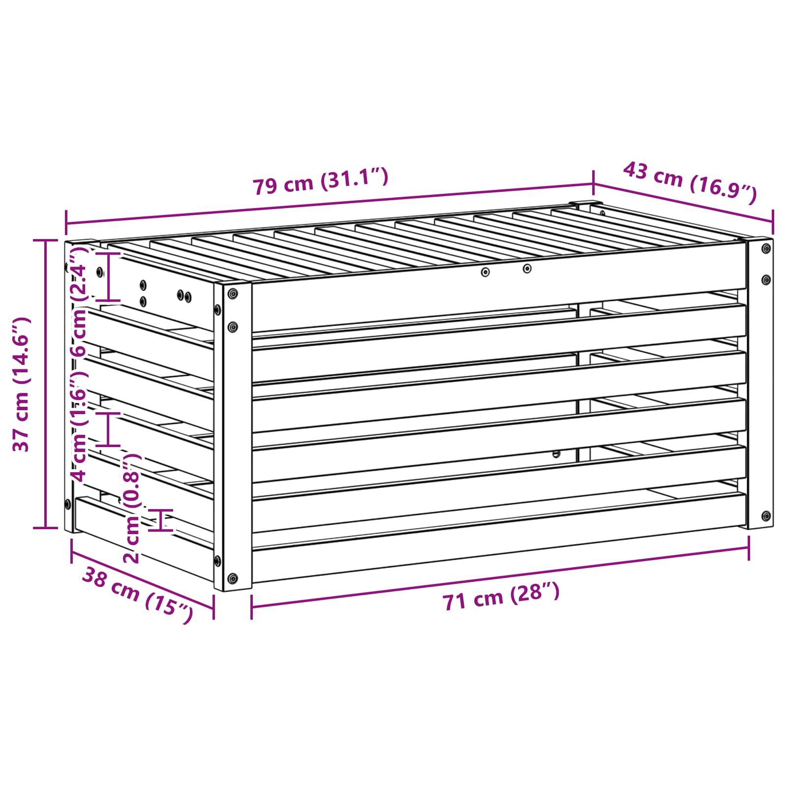 Παγκάκι Εξωτερικού Χώρου Λευκό 79 x 43 x 37 εκ - Pakobazaar