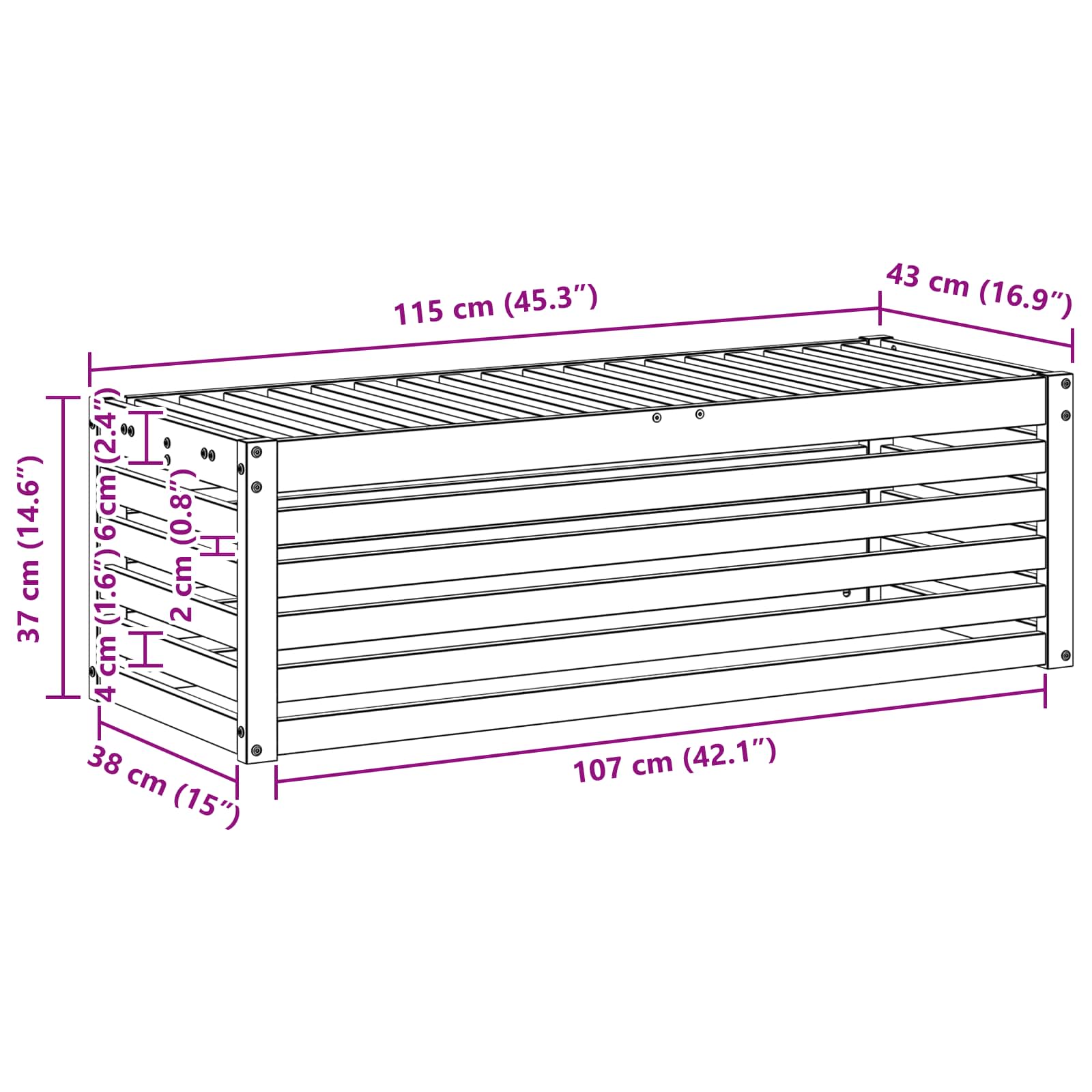 Παγκάκι Εξωτερικού Χώρου Λευκό 115 x 43 x 37 εκ - Pakobazaar