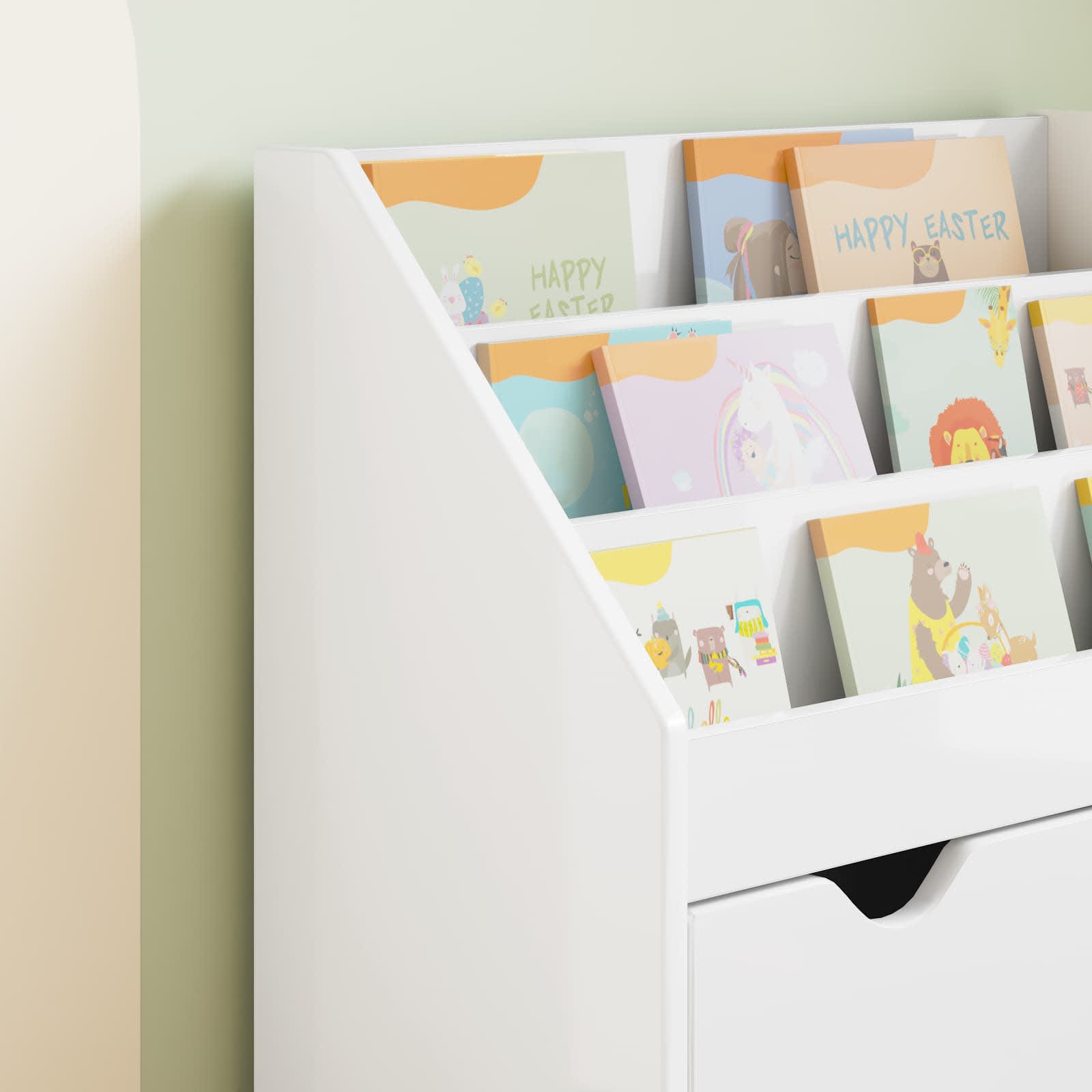 Βιβλιοθήκη Παιδιών Υψηλής γυαλάδας λευκό 60 x 29,5 x 69 εκ