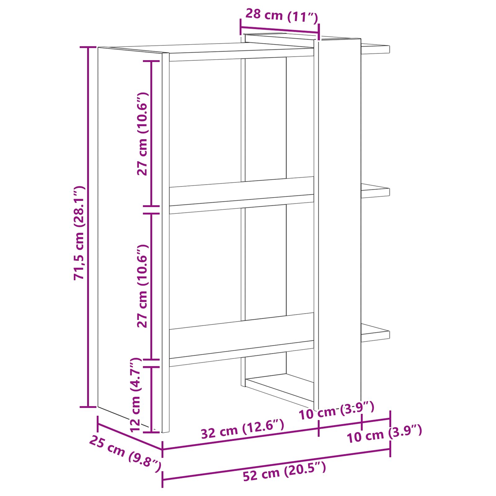 Ράφι Βιβλίων Artisan Oak 52 x 25 x 71,5 εκ Επεξεργασμένο ξύλο