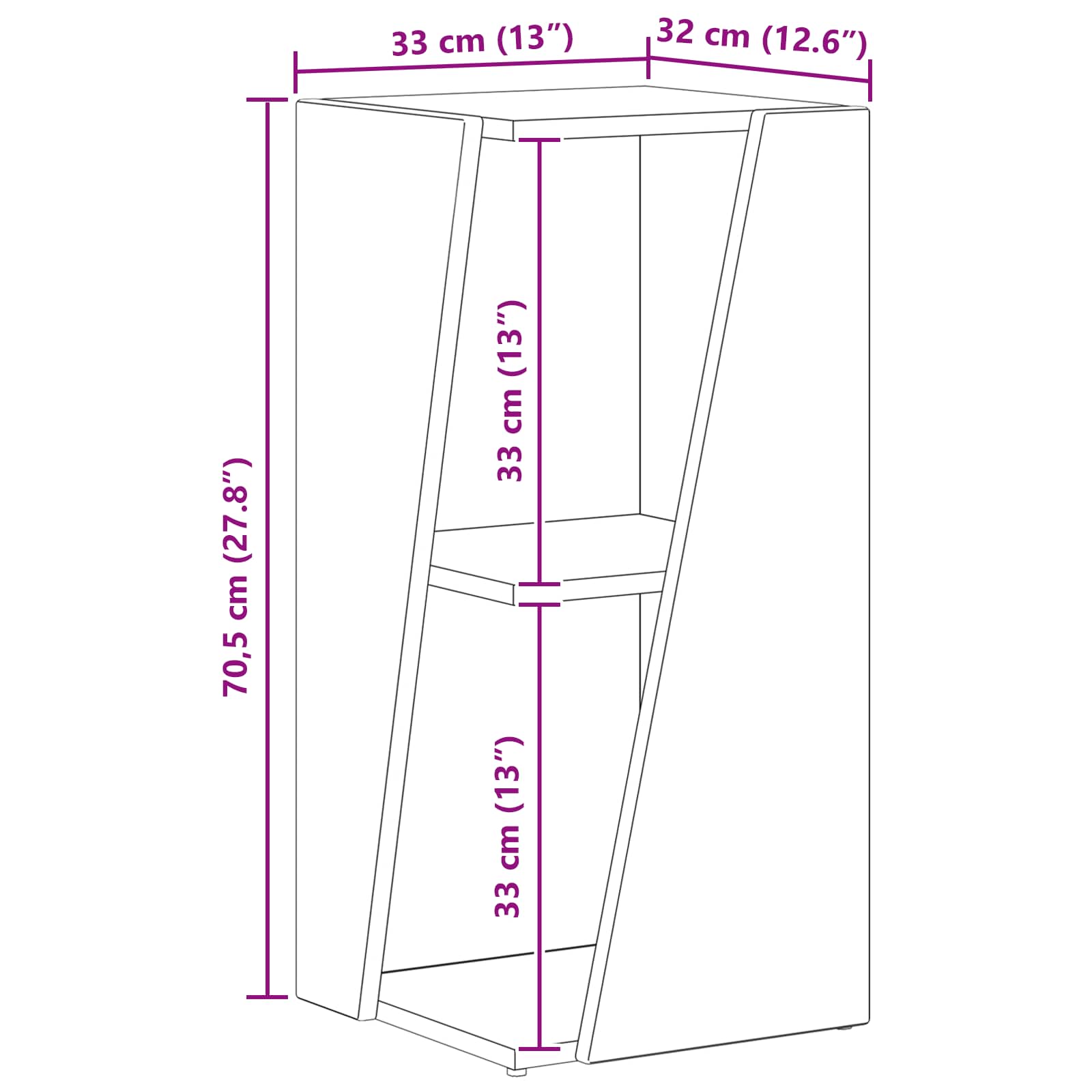 Πλευρικό Ράφι Μαύρο 33 x 32 x 70,5 εκ Επεξεργασμένο ξύλο