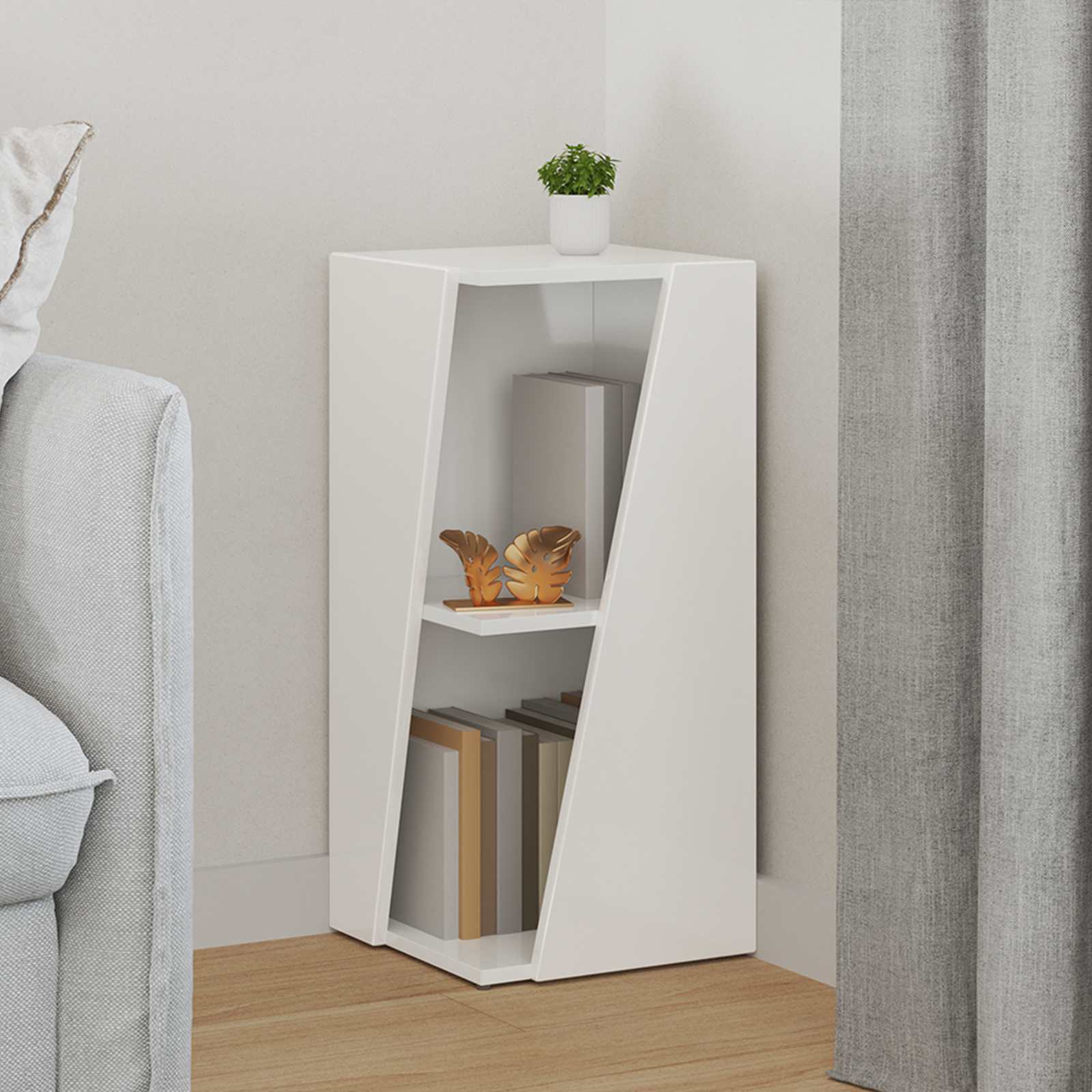 Πλευρικό Ράφι Υψηλής γυαλάδας λευκό 33 x 32 x 70,5 εκ