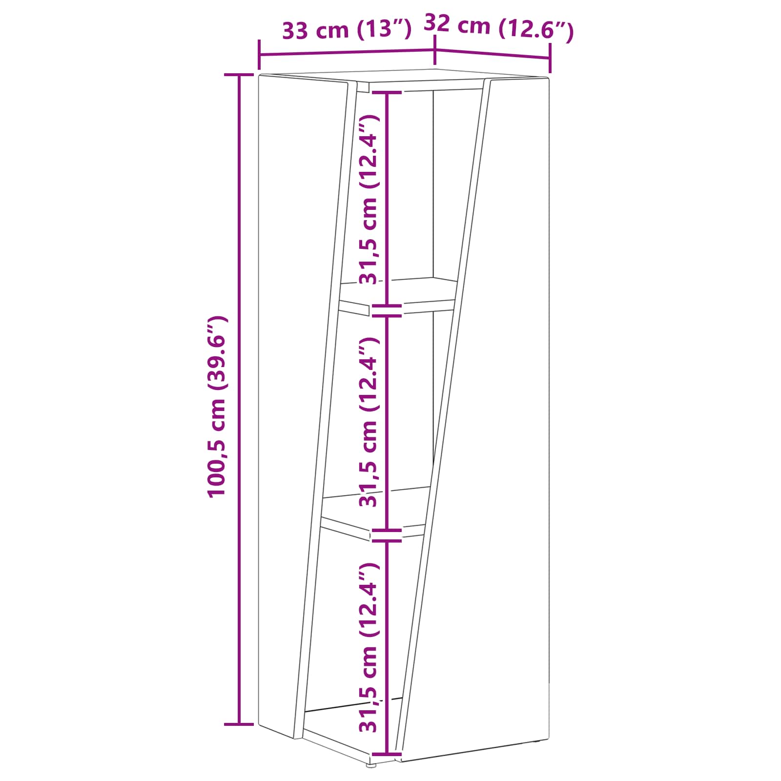 Πλευρικό Ράφι Καπνιστό Δρύς 33 x 32 x 100,5 εκ