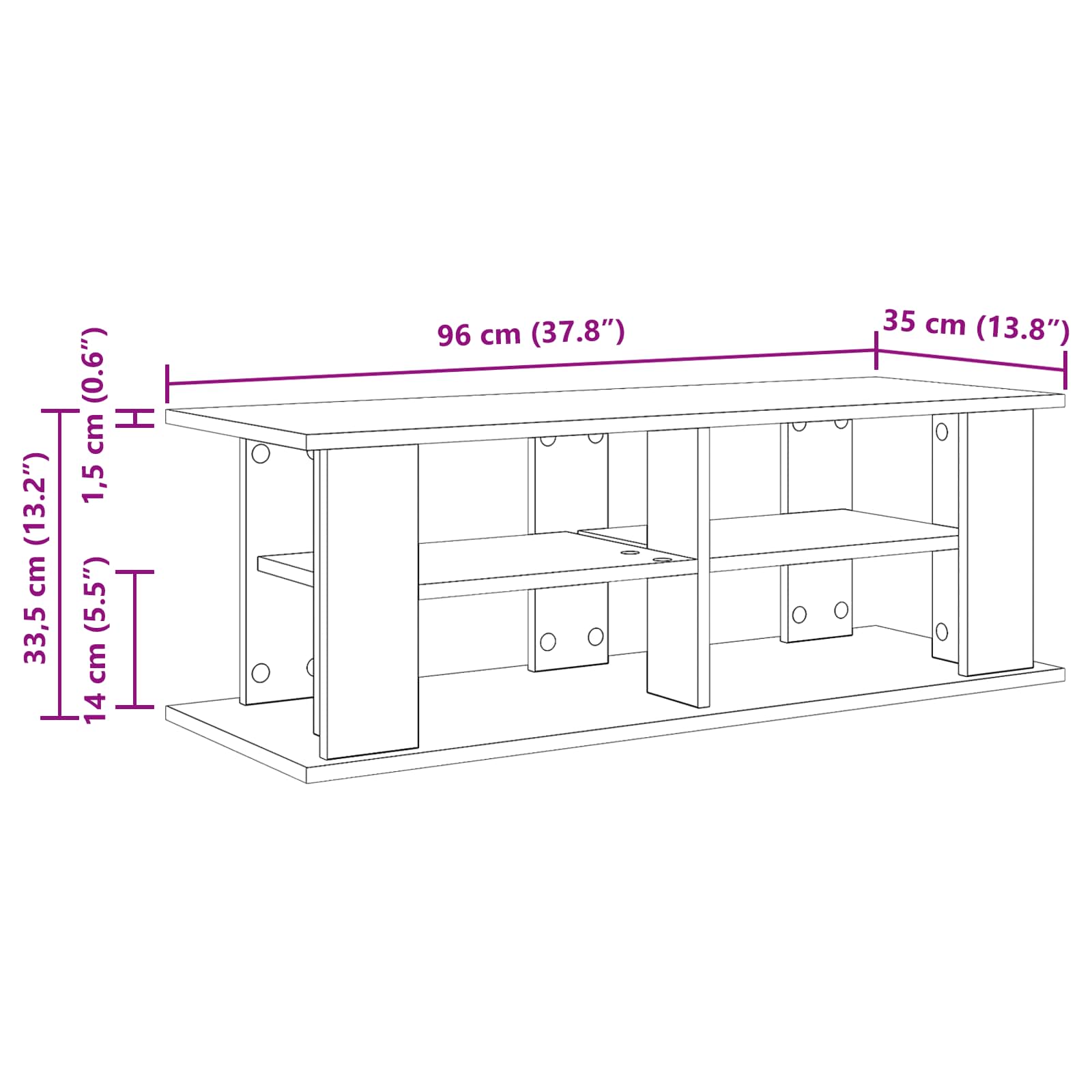 Βάση τηλεόρασης Σκυρόδεμα Γκρι 96 x 35 x 33,5 εκ