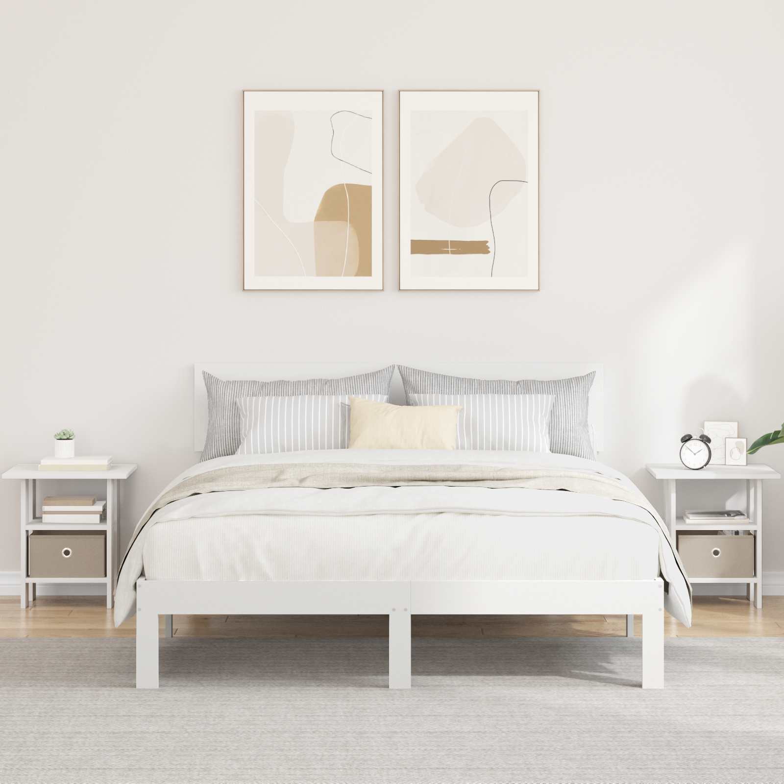 Κομοδίνο 2 pcs Λευκό 41 x 40 x 45 εκ Επεξεργασμένο ξύλο - Pakobazaar