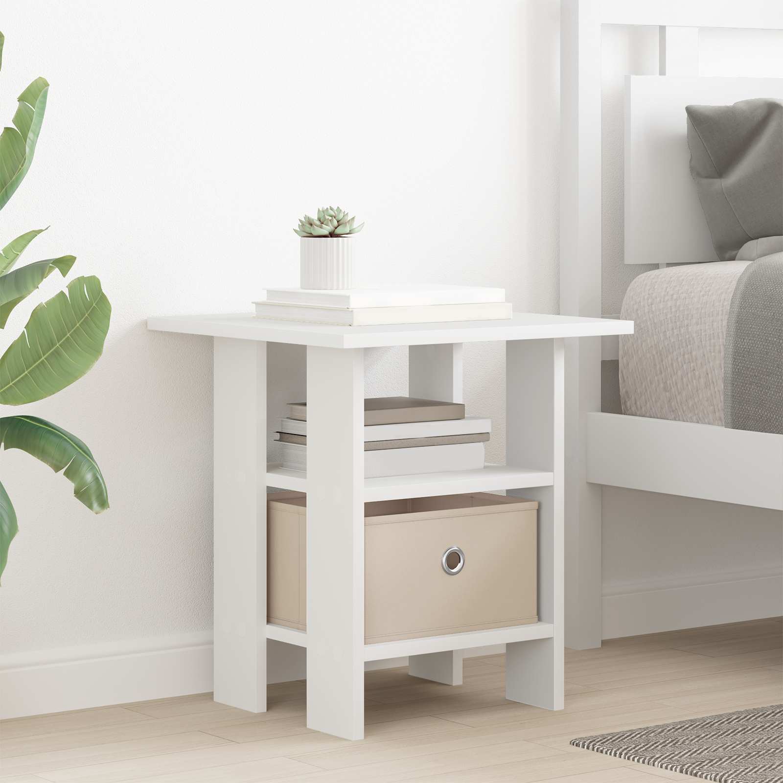 Κομοδίνο 2 pcs Λευκό 41 x 40 x 45 εκ Επεξεργασμένο ξύλο - Pakobazaar