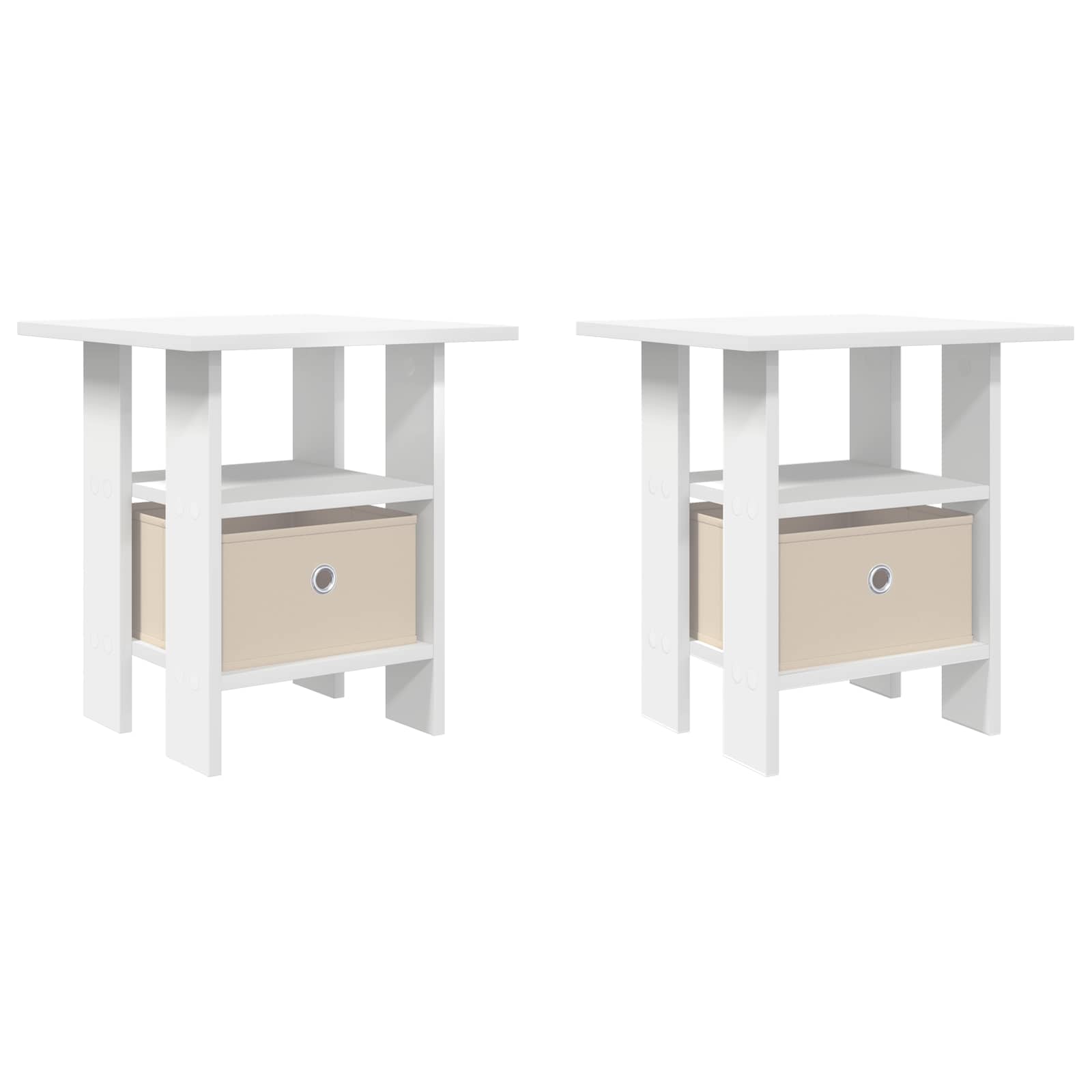 Κομοδίνο 2 pcs Λευκό 41 x 40 x 45 εκ Επεξεργασμένο ξύλο - Pakobazaar