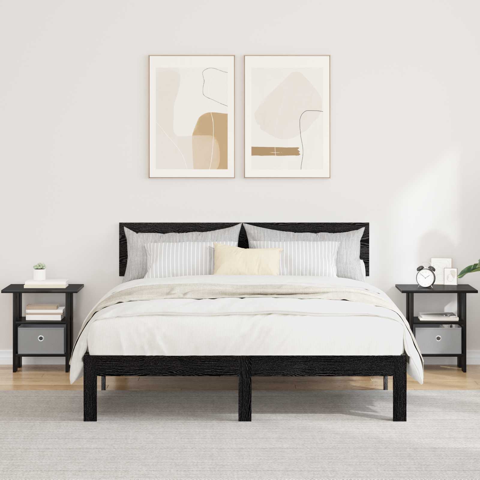 Κομοδίνο 2 pcs Μαύρη Οξυά 41 x 40 x 45 εκ Επεξεργασμένο ξύλο - Pakobazaar