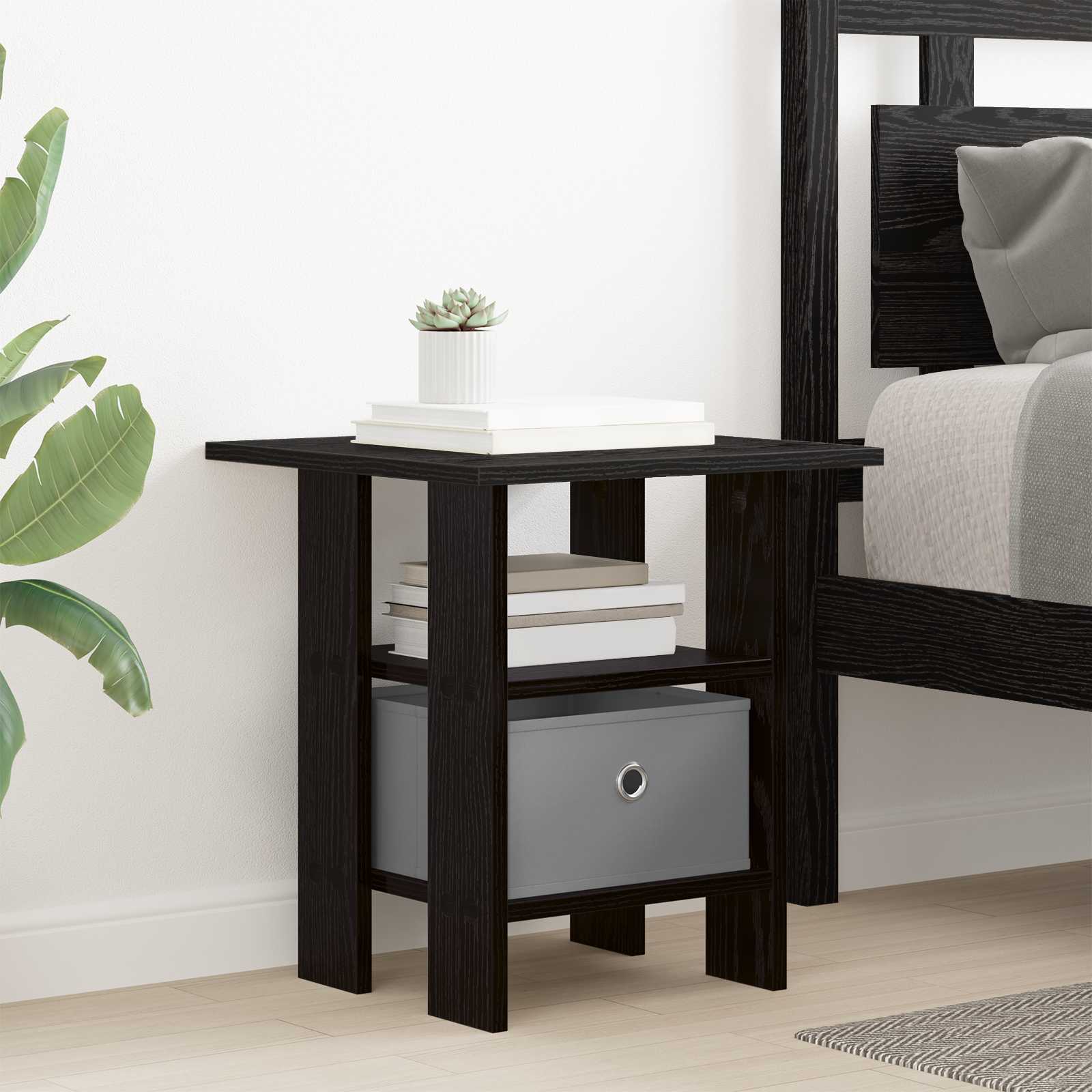 Κομοδίνο 2 pcs Μαύρη Οξυά 41 x 40 x 45 εκ Επεξεργασμένο ξύλο - Pakobazaar