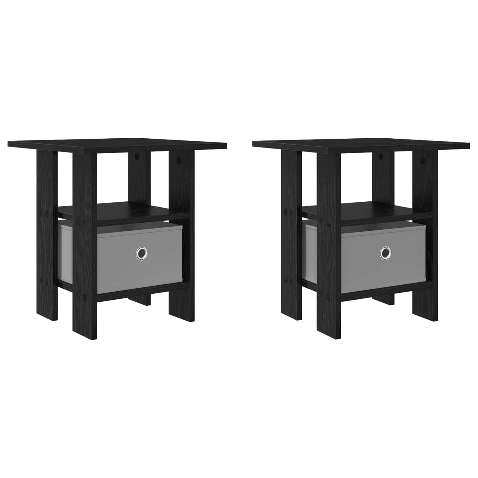 Κομοδίνο 2 pcs Μαύρη Οξυά 41 x 40 x 45 εκ Επεξεργασμένο ξύλο - Pakobazaar