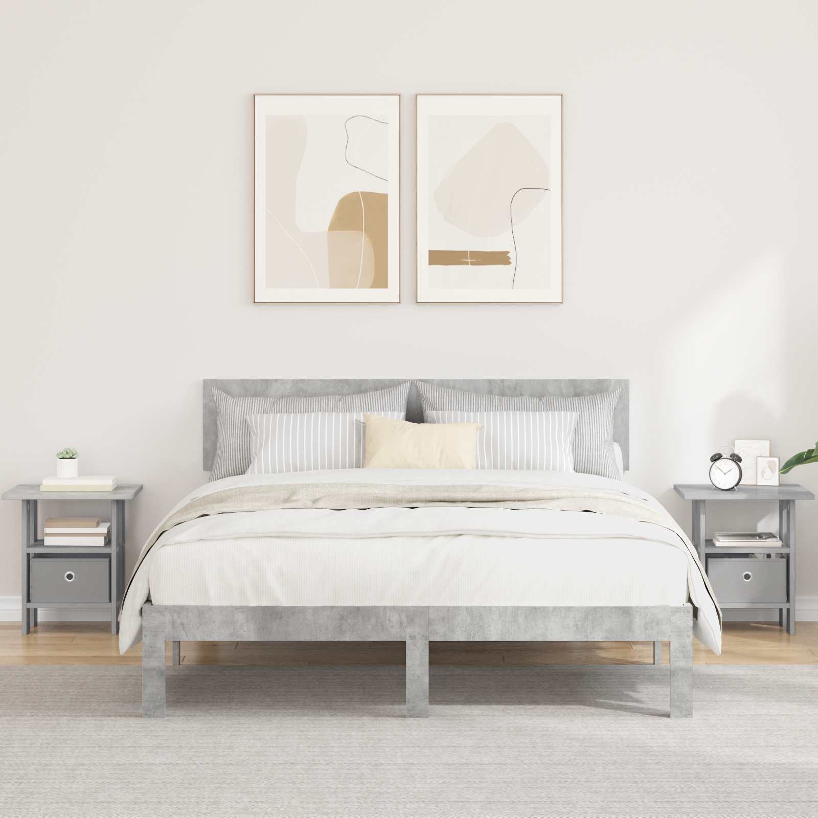 Κομοδίνο με συρτάρι 2 pcs Σκυρόδεμα Γκρι 41 x 40 x 45 εκ - Pakobazaar