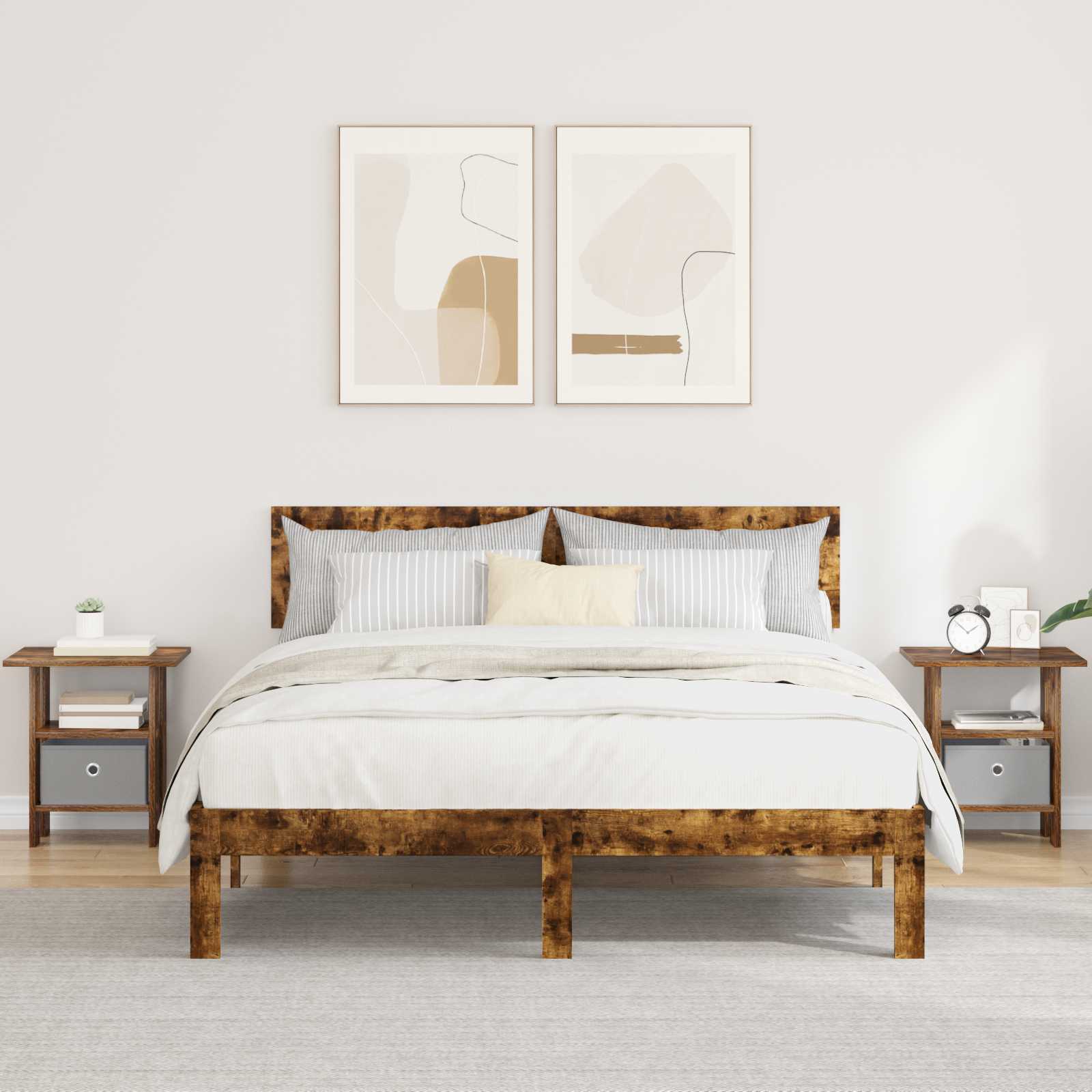 Κομοδίνο 2 pcs Καπνιστό Δρύς 41 x 40 x 45 εκ Επεξεργασμένο ξύλο - Pakobazaar