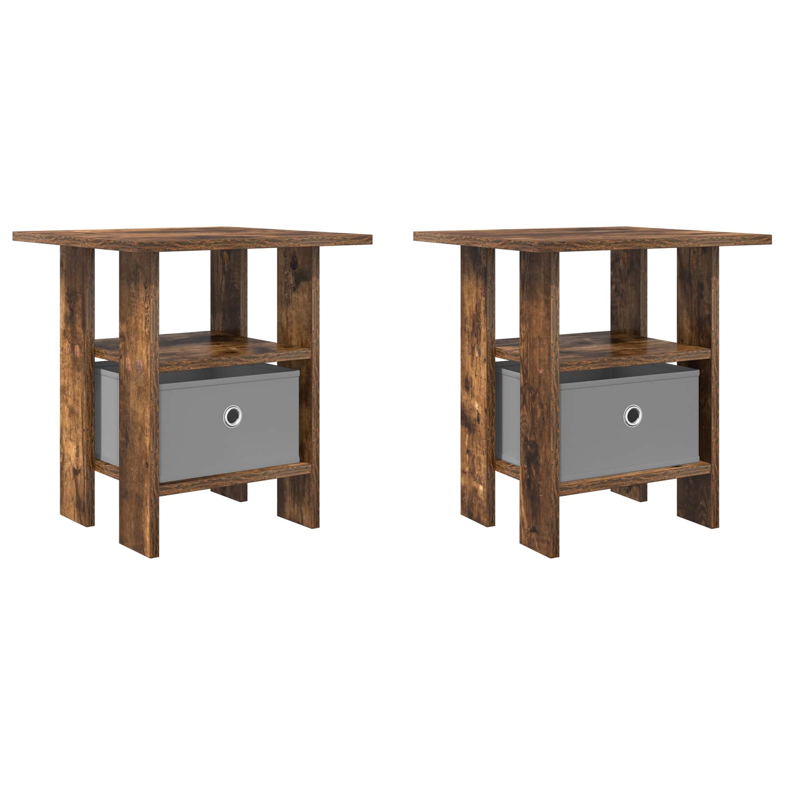 Κομοδίνο 2 pcs Καπνιστό Δρύς 41 x 40 x 45 εκ Επεξεργασμένο ξύλο - Pakobazaar