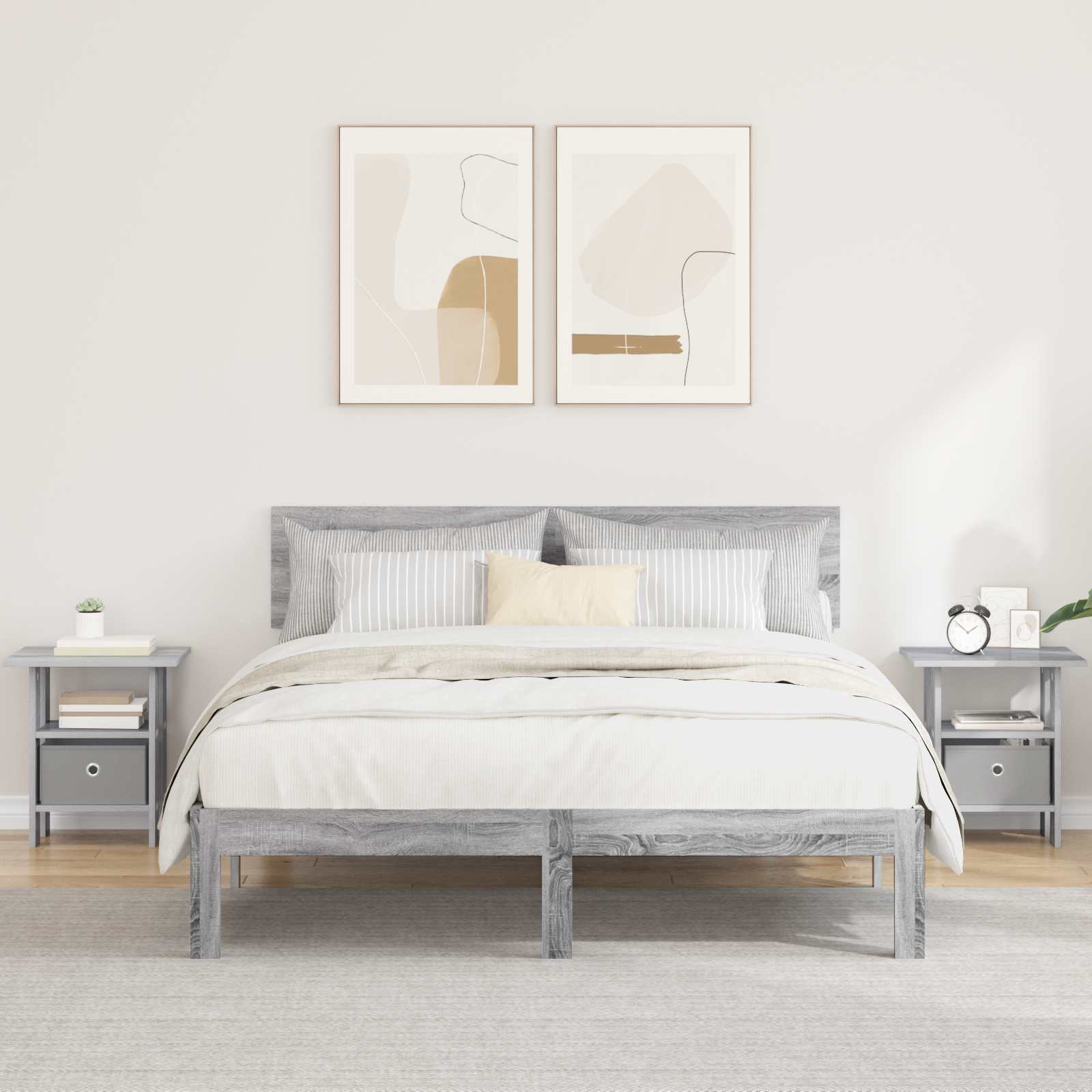 Κομοδίνο 2 pcs Γκρίζο Σονομα 41 x 40 x 45 εκ Επεξεργασμένο ξύλο - Pakobazaar