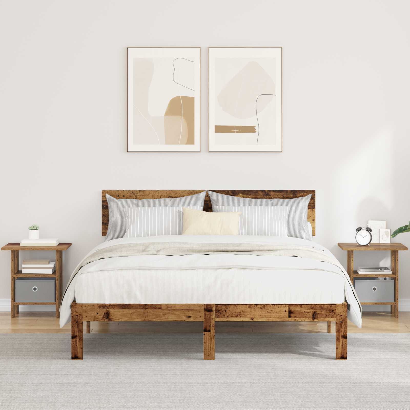 Κομοδίνο 2 pcs Παλιό ξύλο 41 x 40 x 45 εκ Επεξεργασμένο ξύλο - Pakobazaar
