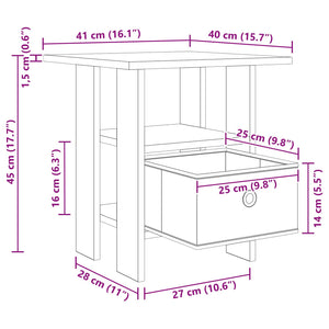 Κομοδίνο Artisan Oak 41 x 40 x 45 εκ Επεξεργασμένο ξύλο - Pakobazaar