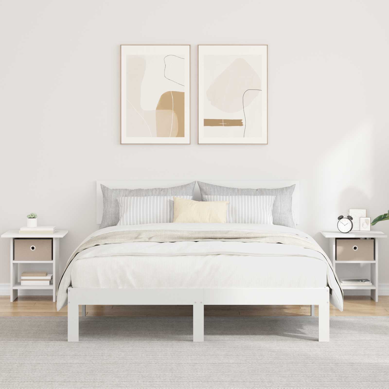 Κομοδίνο 2 pcs Λευκό 41 x 40 x 45 εκ Επεξεργασμένο ξύλο - Pakobazaar