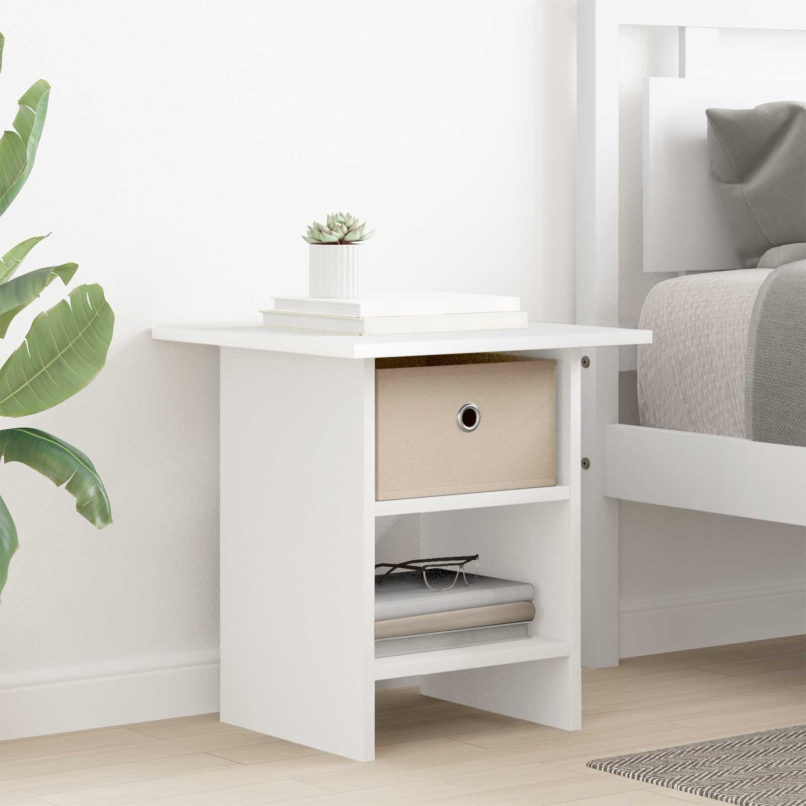 Κομοδίνο 2 pcs Λευκό 41 x 40 x 45 εκ Επεξεργασμένο ξύλο - Pakobazaar