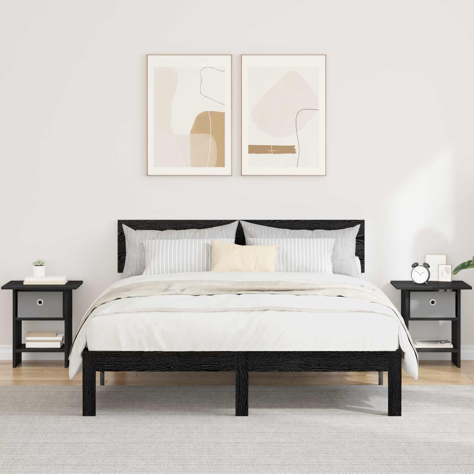 Κομοδίνο 2 pcs Μαύρη Οξυά 41 x 40 x 45 εκ Επεξεργασμένο ξύλο - Pakobazaar
