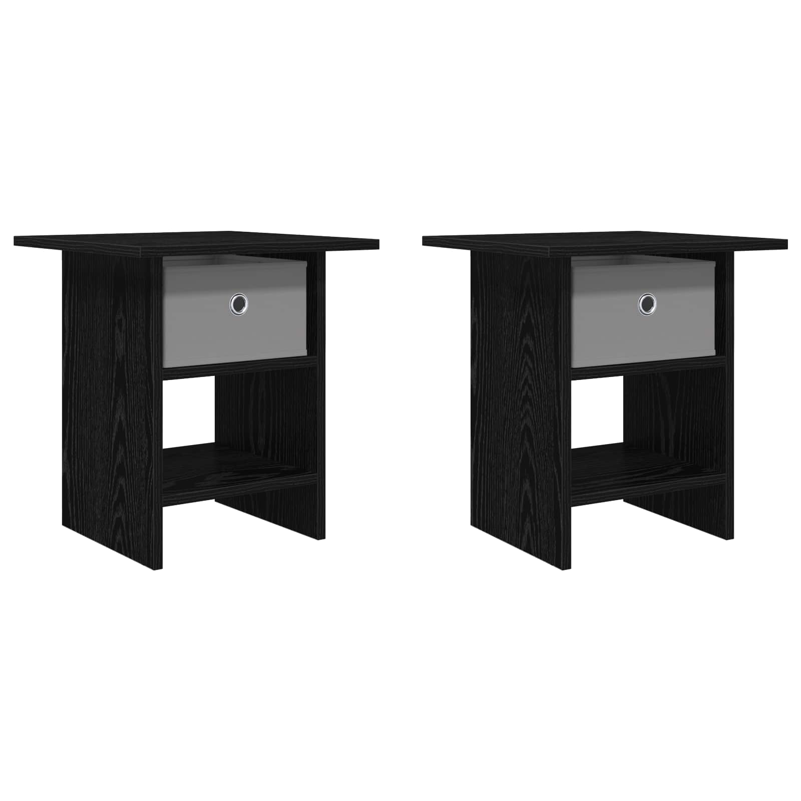 Κομοδίνο 2 pcs Μαύρη Οξυά 41 x 40 x 45 εκ Επεξεργασμένο ξύλο - Pakobazaar
