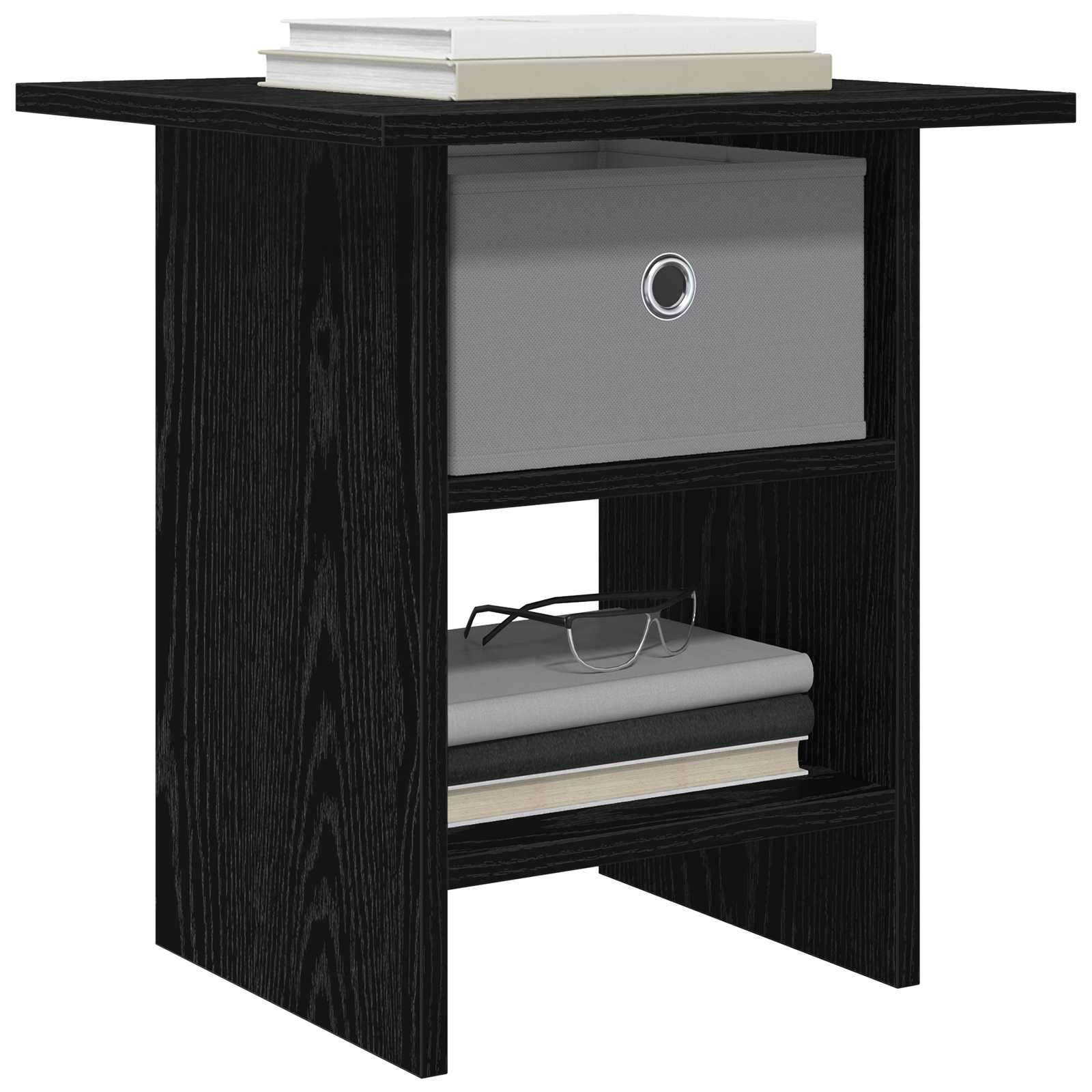 Κομοδίνο 2 pcs Μαύρη Οξυά 41 x 40 x 45 εκ Επεξεργασμένο ξύλο - Pakobazaar
