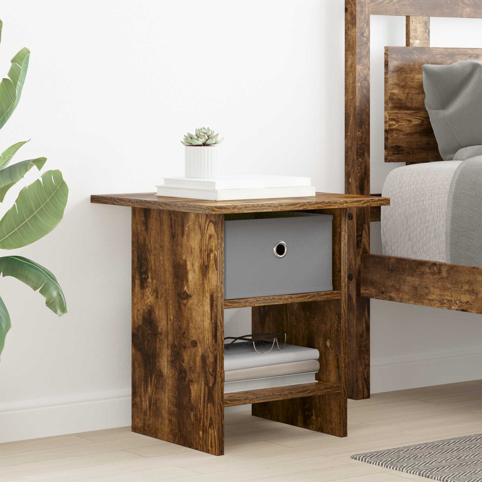 Κομοδίνο 2 pcs Καπνιστό Δρύς 41 x 40 x 45 εκ Επεξεργασμένο ξύλο - Pakobazaar