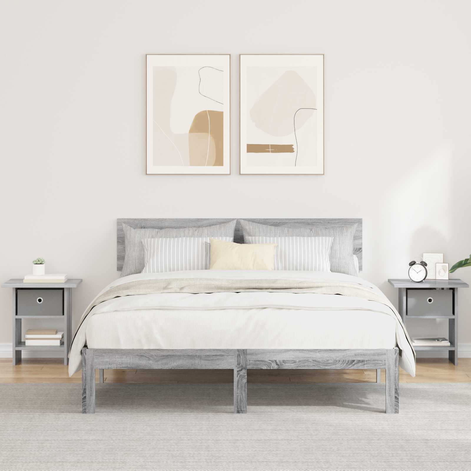 Κομοδίνο 2 pcs Γκρίζο Σονομα 41 x 40 x 45 εκ Επεξεργασμένο ξύλο - Pakobazaar