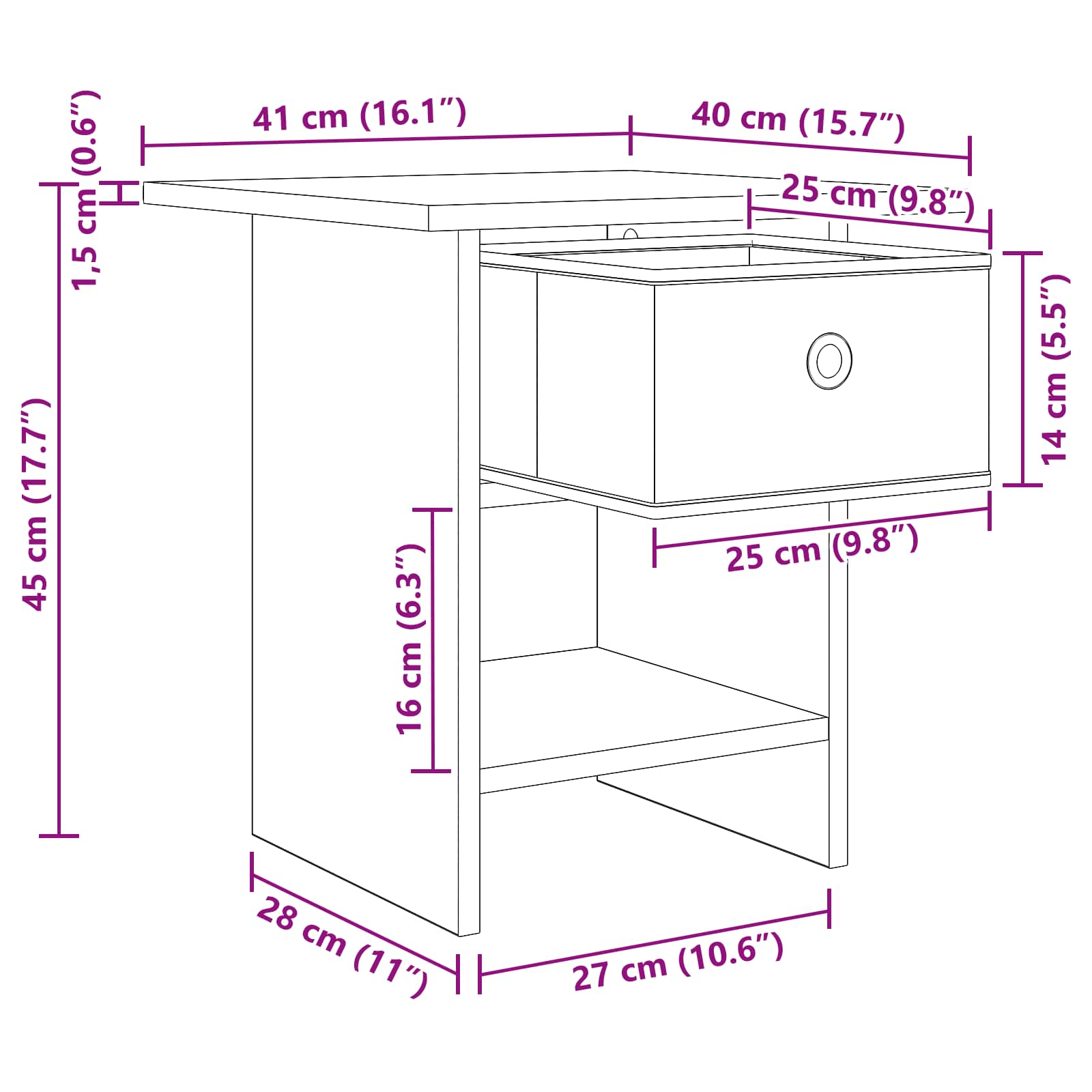Κομοδίνο 2 pcs Γκρίζο Σονομα 41 x 40 x 45 εκ Επεξεργασμένο ξύλο - Pakobazaar